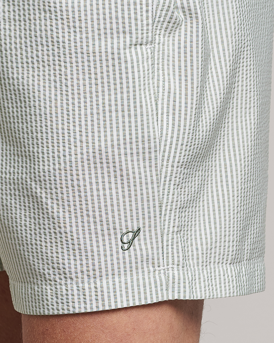 Herr | Badbyxor | Stenströms | Seersucker Striped Swim Shorts Green