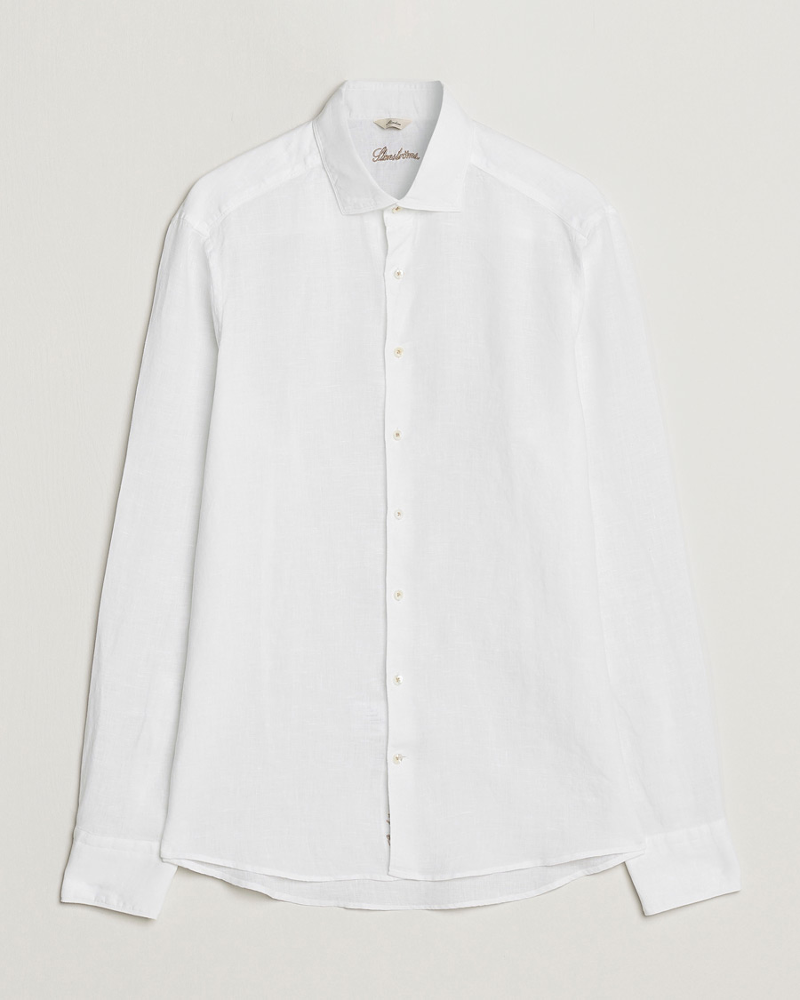 Herr | Skjortor | Stenströms | Slimline Cut Away Linen Shirt White