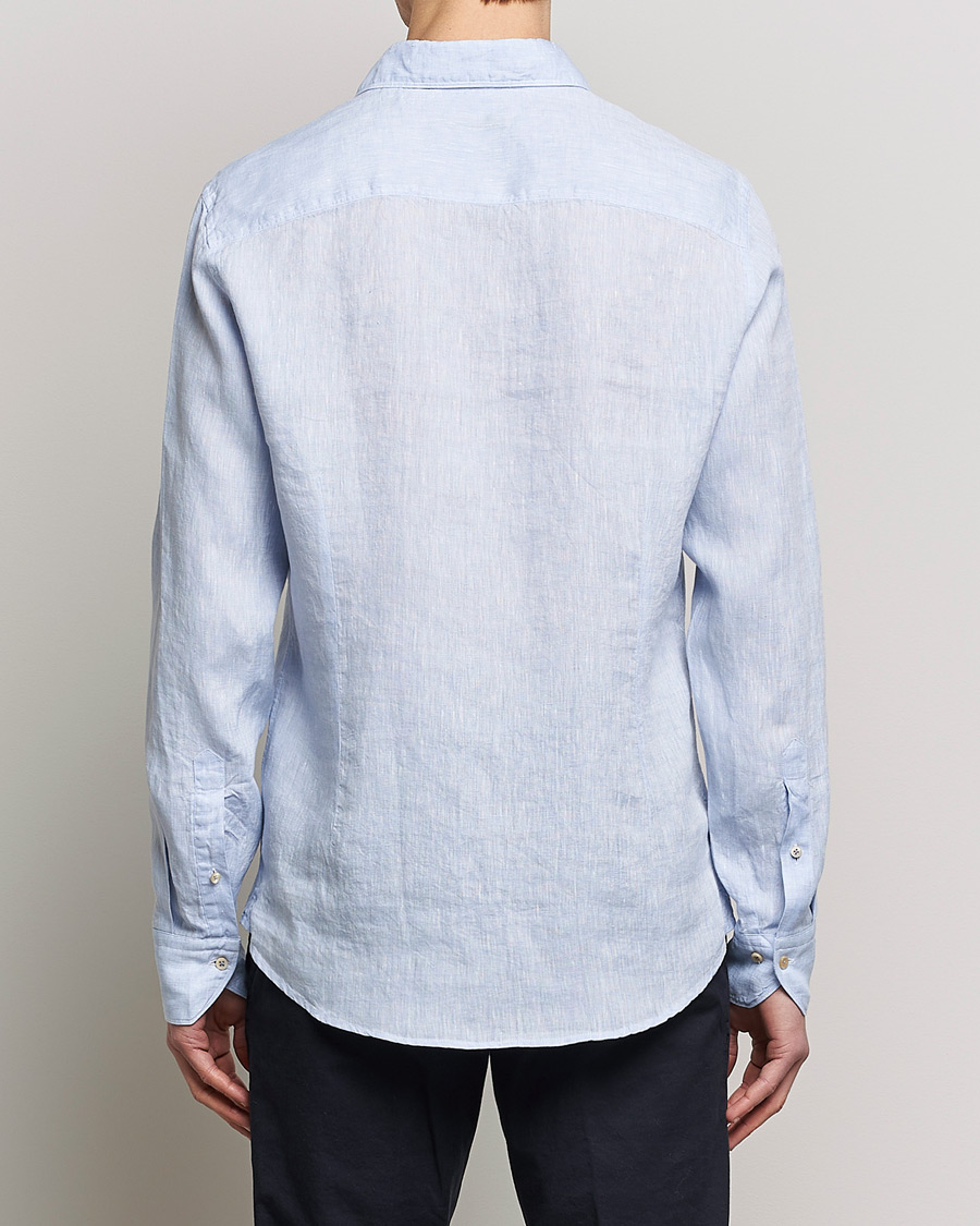 Herr | Skjortor | Stenströms | Slimline Cut Away Linen Shirt Light Blue