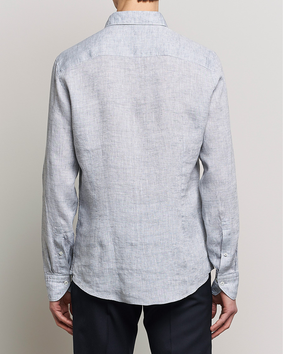 Herr | Skjortor | Stenströms | Slimline Cut Away Linen Shirt Grey