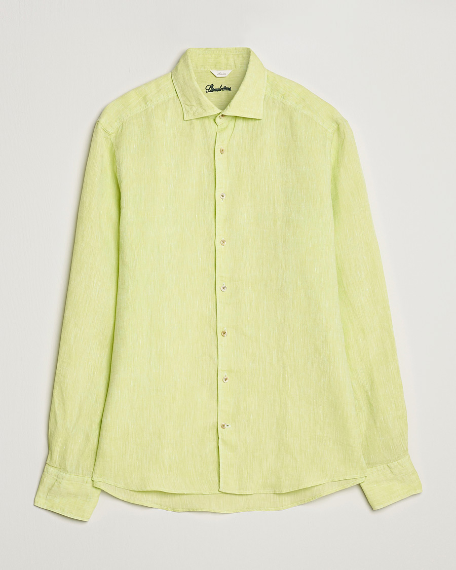 Herr | Skjortor | Stenströms | Slimline Cut Away Linen Shirt Pistachio