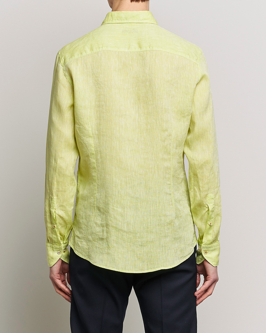 Herr | Skjortor | Stenströms | Slimline Cut Away Linen Shirt Pistachio