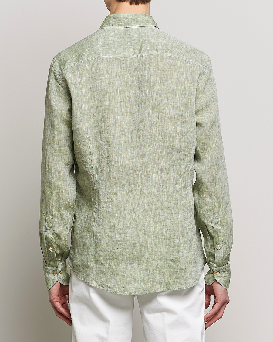 Herr | Skjortor | Stenströms | Slimline Cut Away Linen Shirt Green