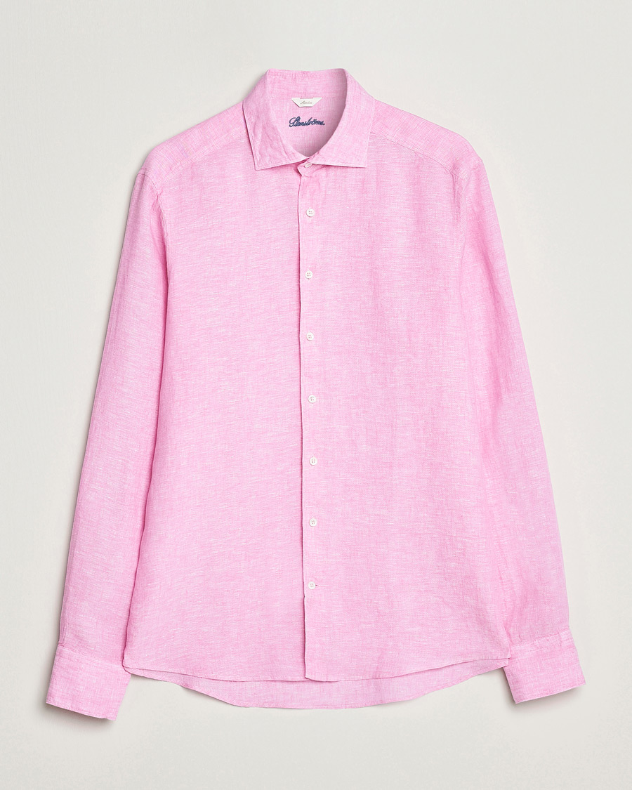 Herr | Skjortor | Stenströms | Slimline Cut Away Linen Shirt Pink