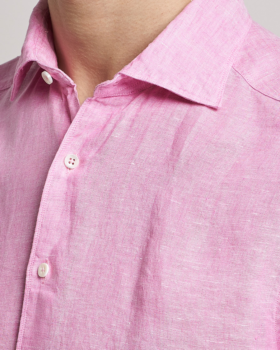 Herr | Skjortor | Stenströms | Slimline Cut Away Linen Shirt Pink
