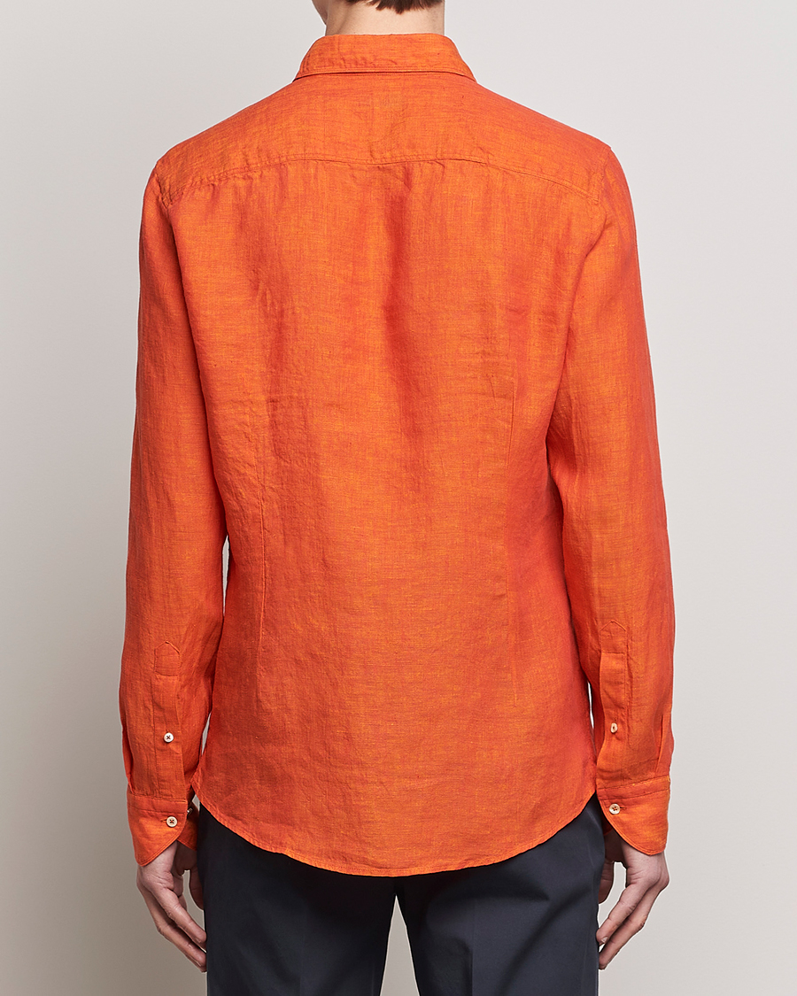 Herr | Skjortor | Stenströms | Slimline Cut Away Linen Shirt Orange