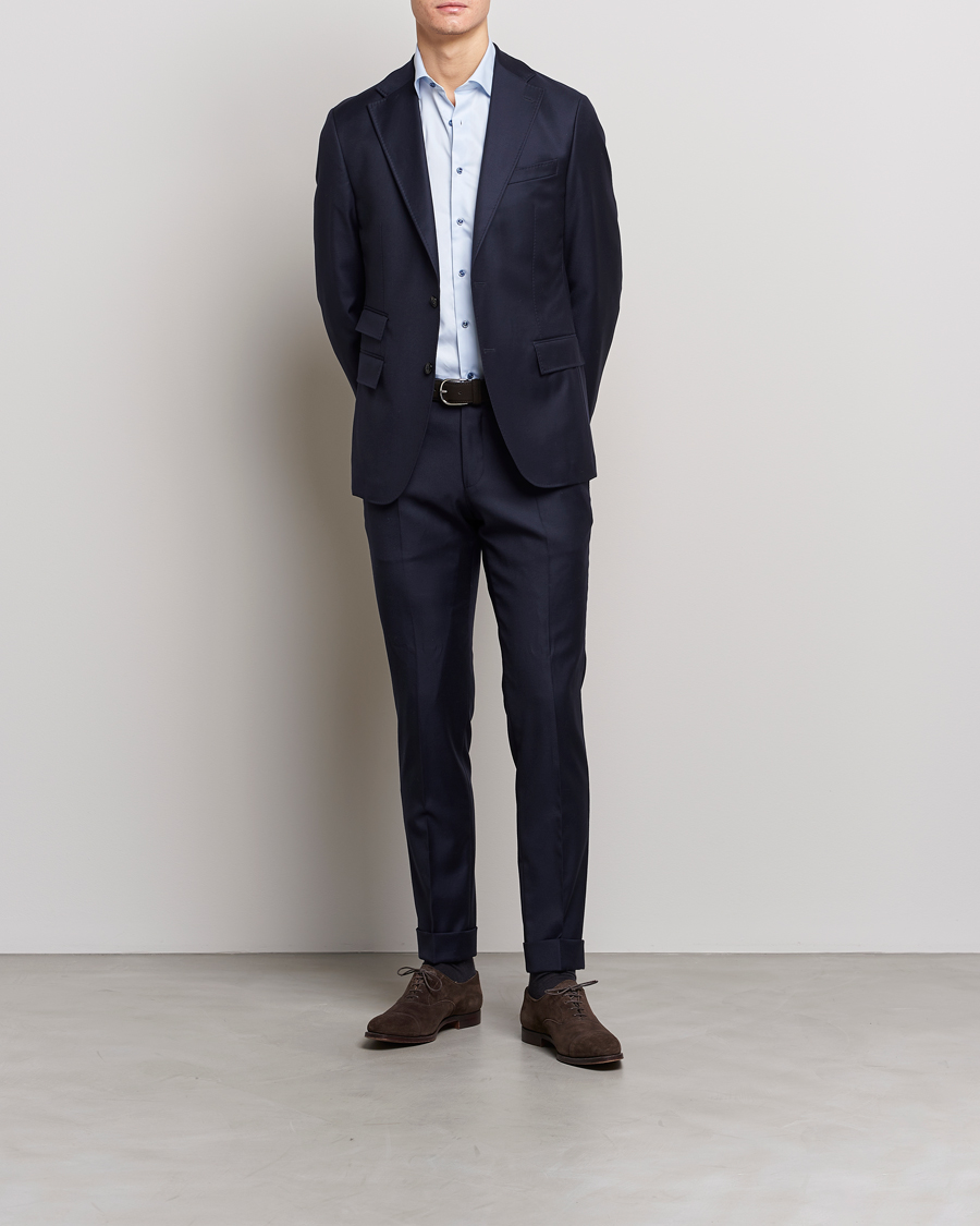 Herr | Stenströms | Stenströms | Slimline Cut Away Contrast Shirt Blue