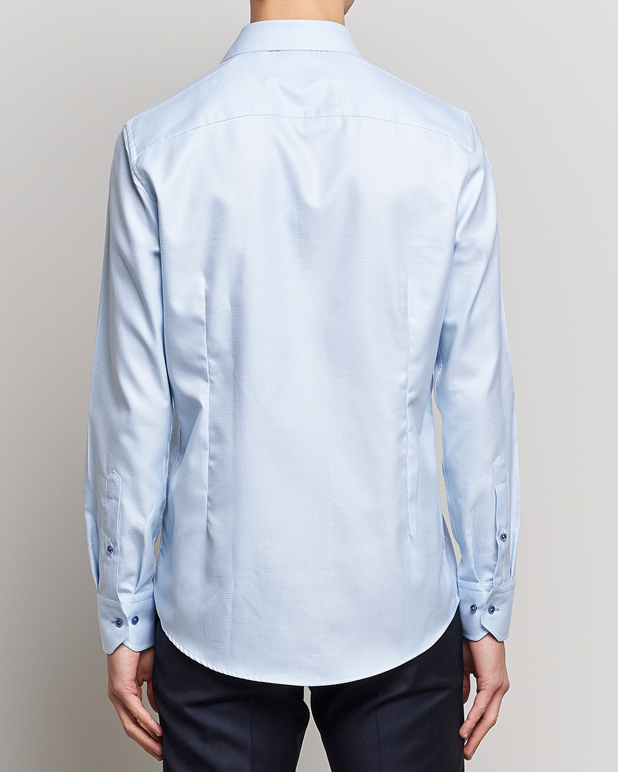 Herr | Skjortor | Stenströms | Slimline Cut Away Houndstooth Shirt Blue