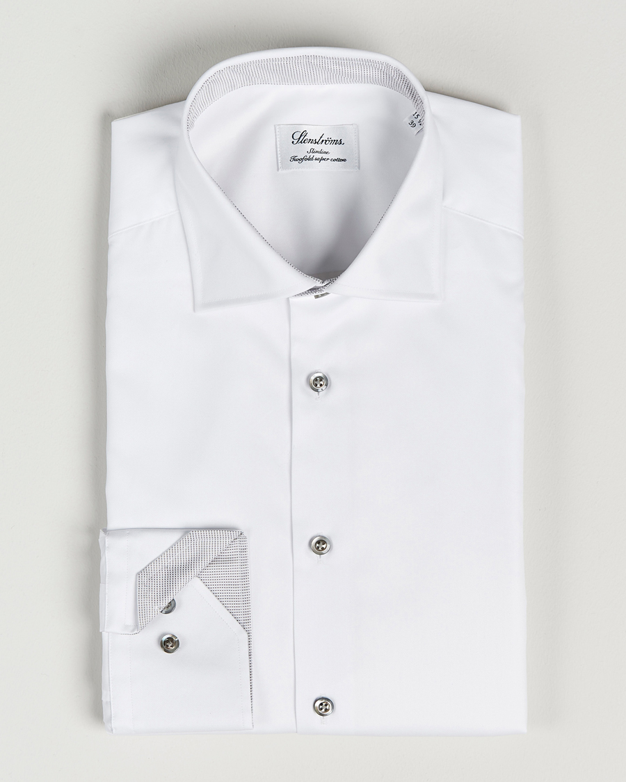 Herr | Skjortor | Stenströms | Slimline Cut Away Contrast Shirt White