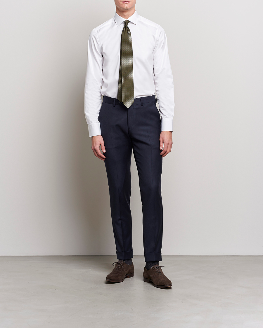 Herr | Skjortor | Stenströms | Slimline Cut Away Contrast Shirt White