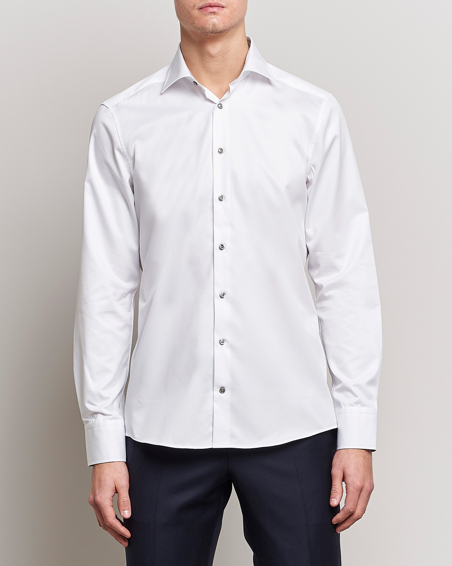 Herr | Skjortor | Stenströms | Slimline Cut Away Contrast Shirt White
