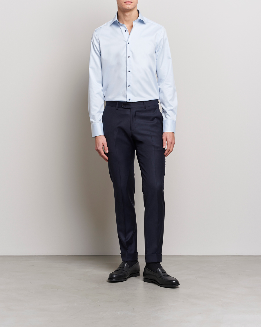 Herr | Skjortor | Stenströms | Slimline Cut Away Contrast Shirt Blue