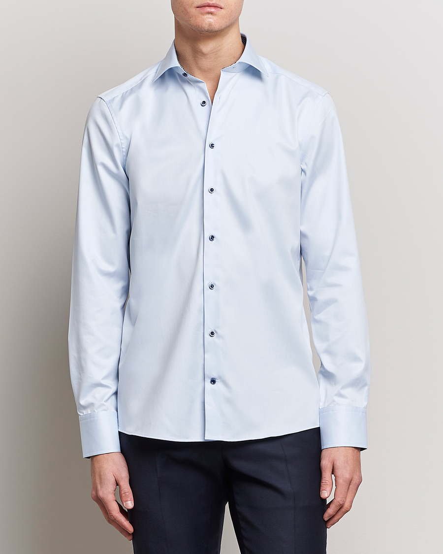Herr | Skjortor | Stenströms | Slimline Cut Away Contrast Shirt Blue