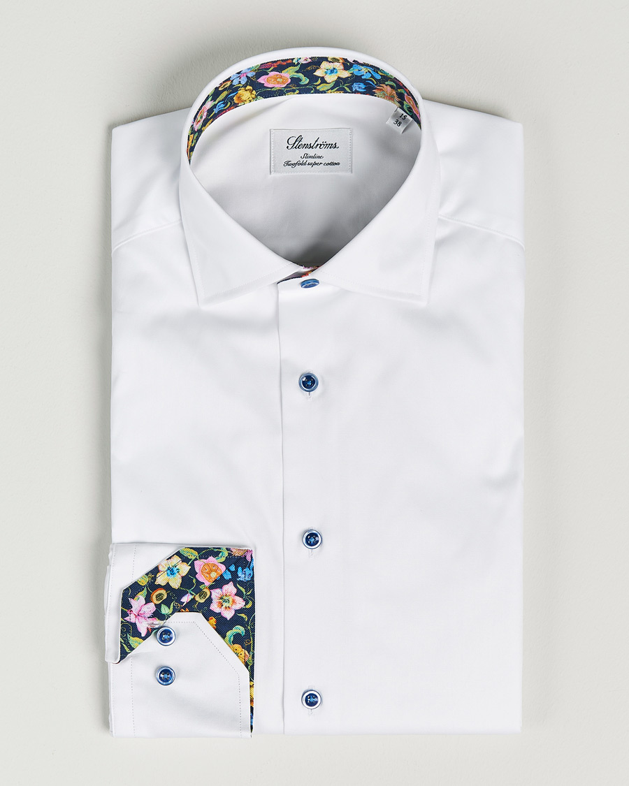 Herr | Skjortor | Stenströms | Slimline Cut Away Contrast Shirt White