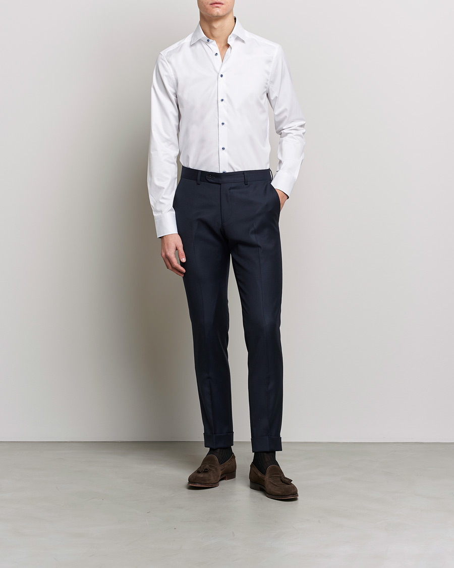 Herr | Skjortor | Stenströms | Slimline Cut Away Contrast Shirt White