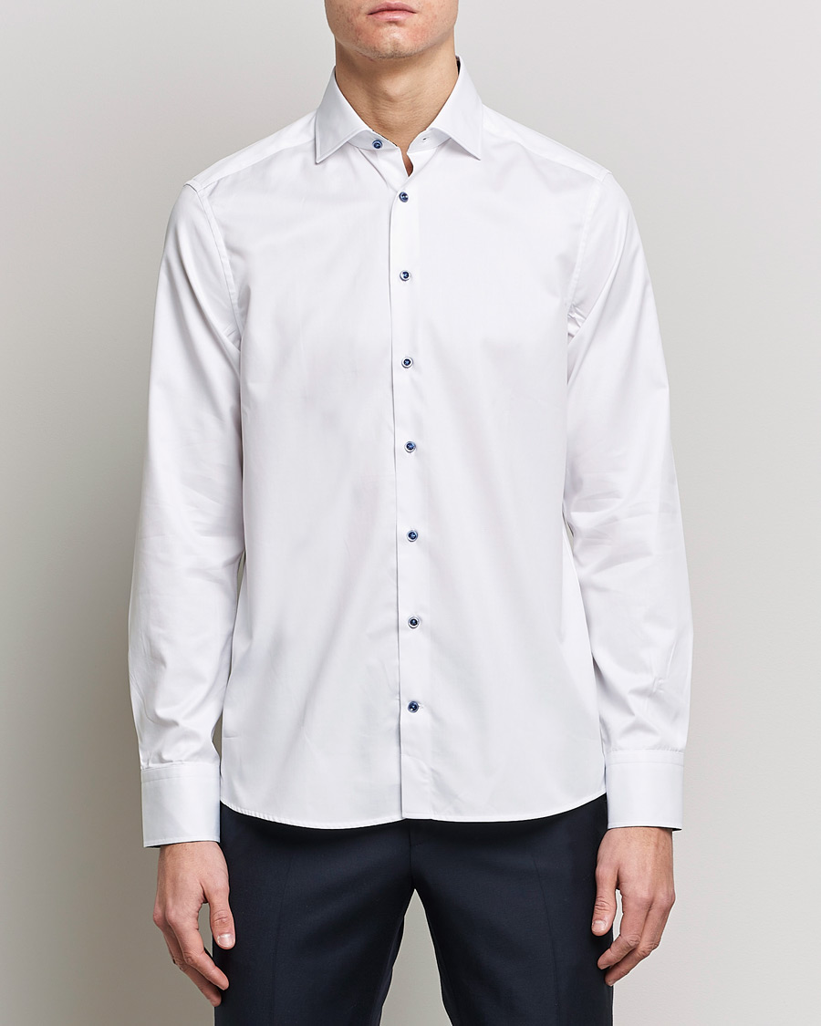 Herr | Skjortor | Stenströms | Slimline Cut Away Contrast Shirt White
