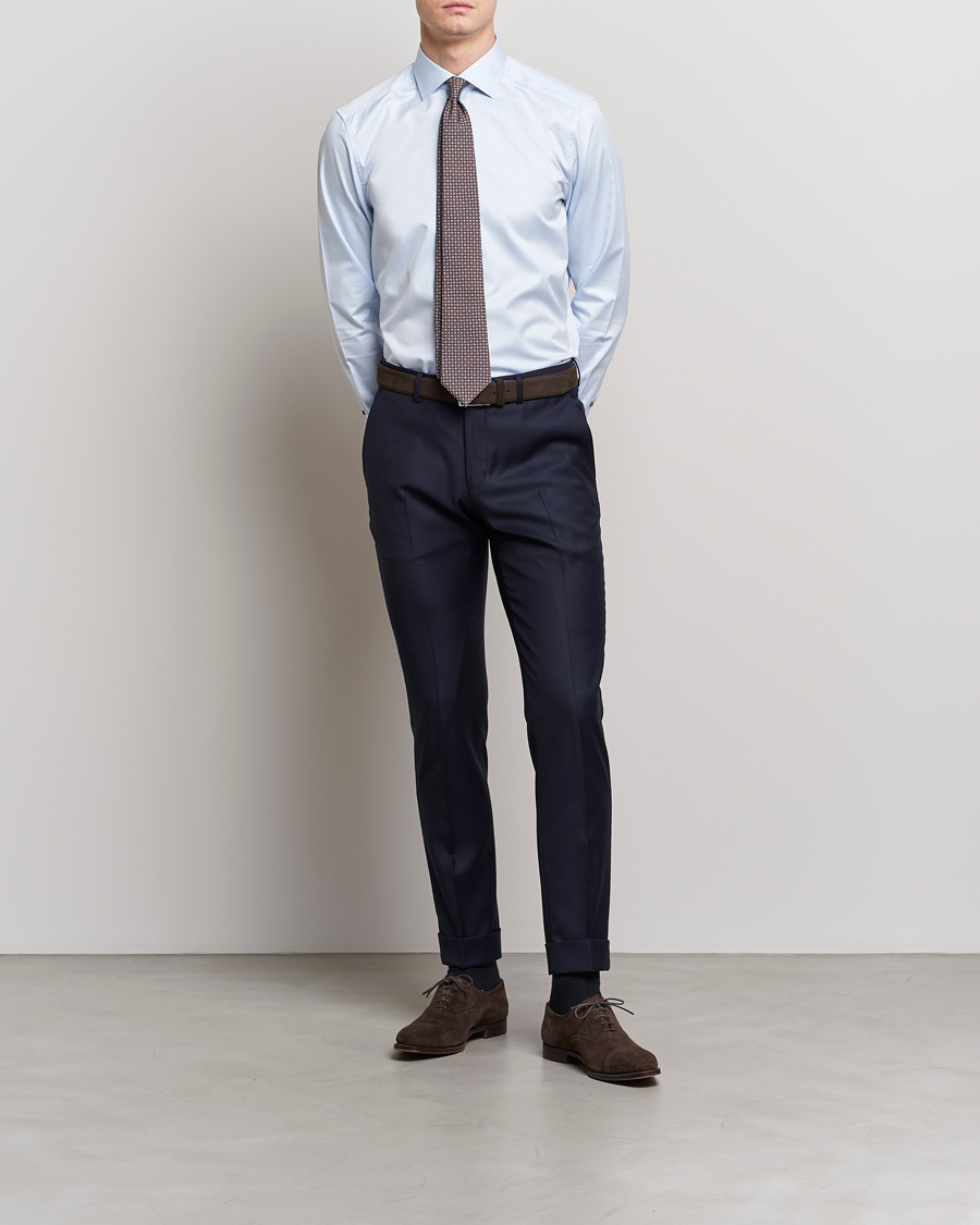 Herr | Skjortor | Stenströms | Slimline Cut Away Contrast Shirt Blue