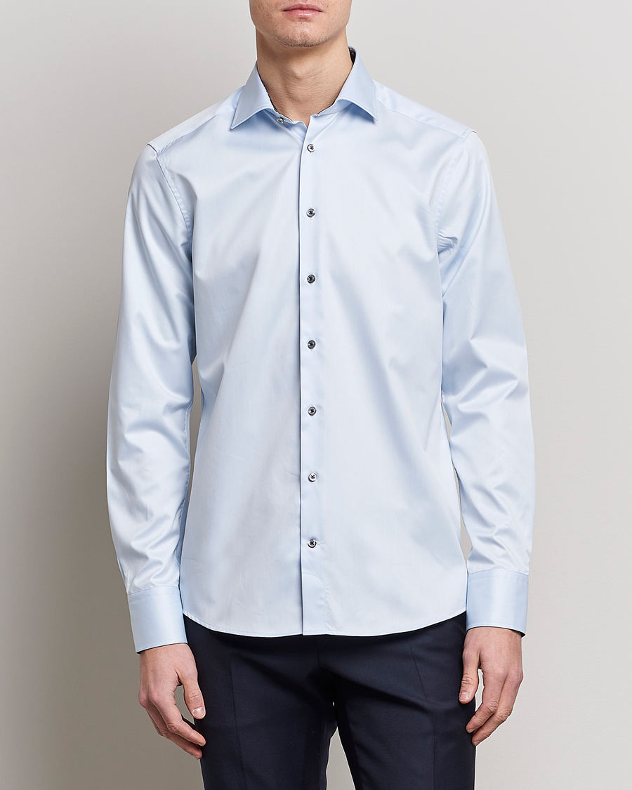Herr |  | Stenströms | Slimline Cut Away Contrast Shirt Blue