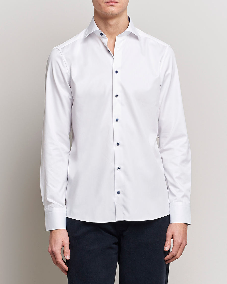 Herr | Stenströms | Stenströms | Slimline Cut Away Contrast Shirt White