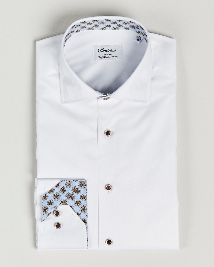 Herr | Skjortor | Stenströms | Slimline Cut Away Contrast Shirt White