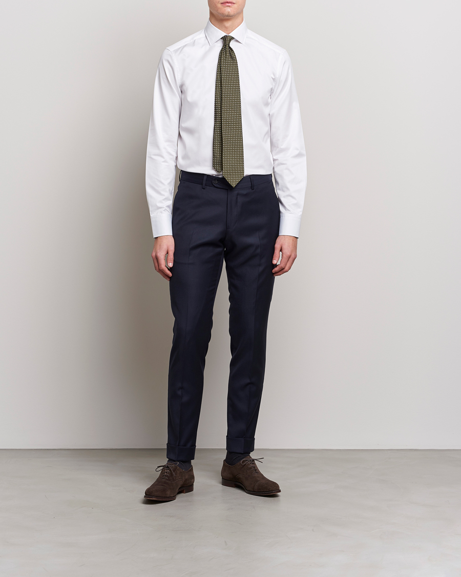 Herr | Skjortor | Stenströms | Slimline Cut Away Contrast Shirt White