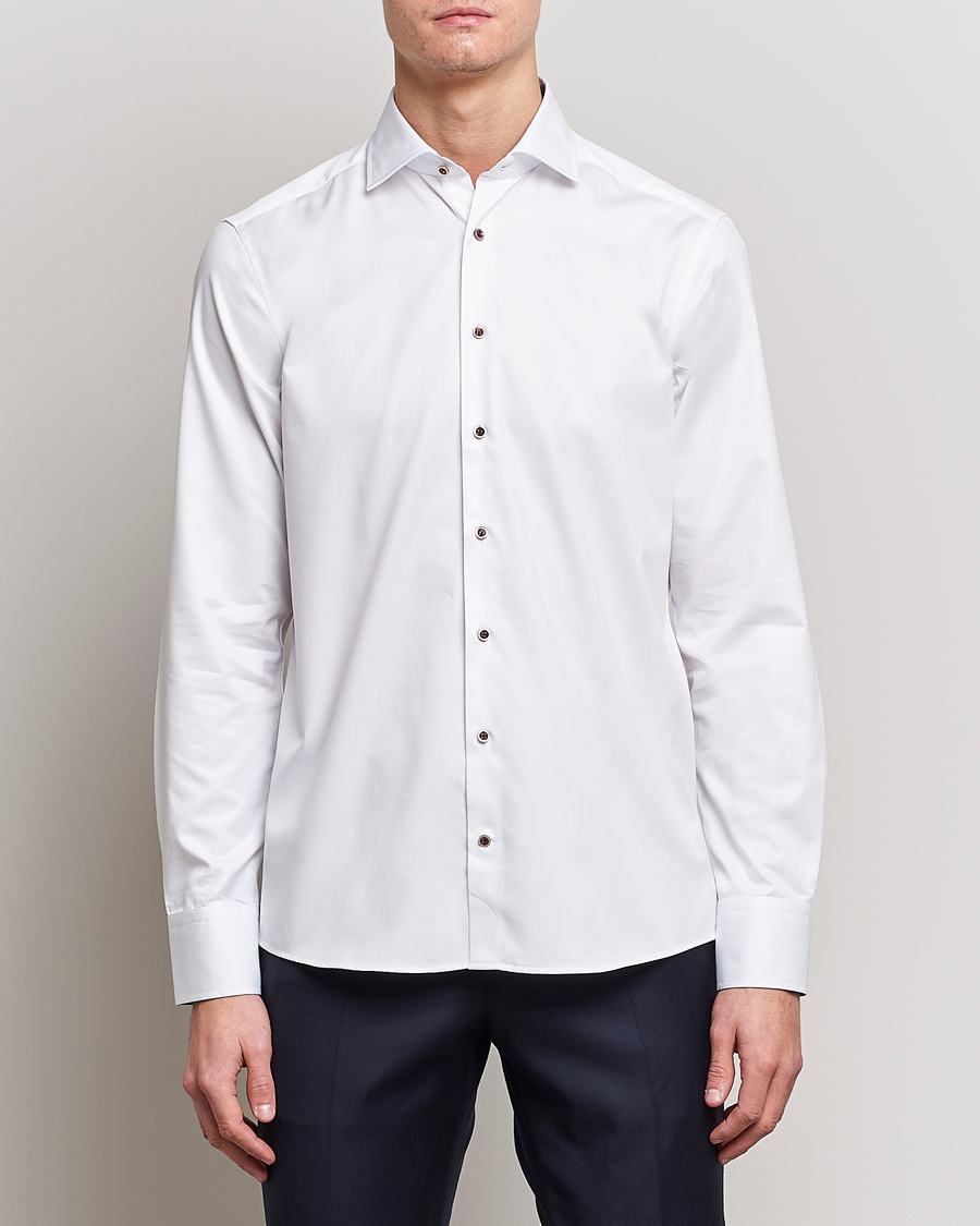 Herr | Skjortor | Stenströms | Slimline Cut Away Contrast Shirt White