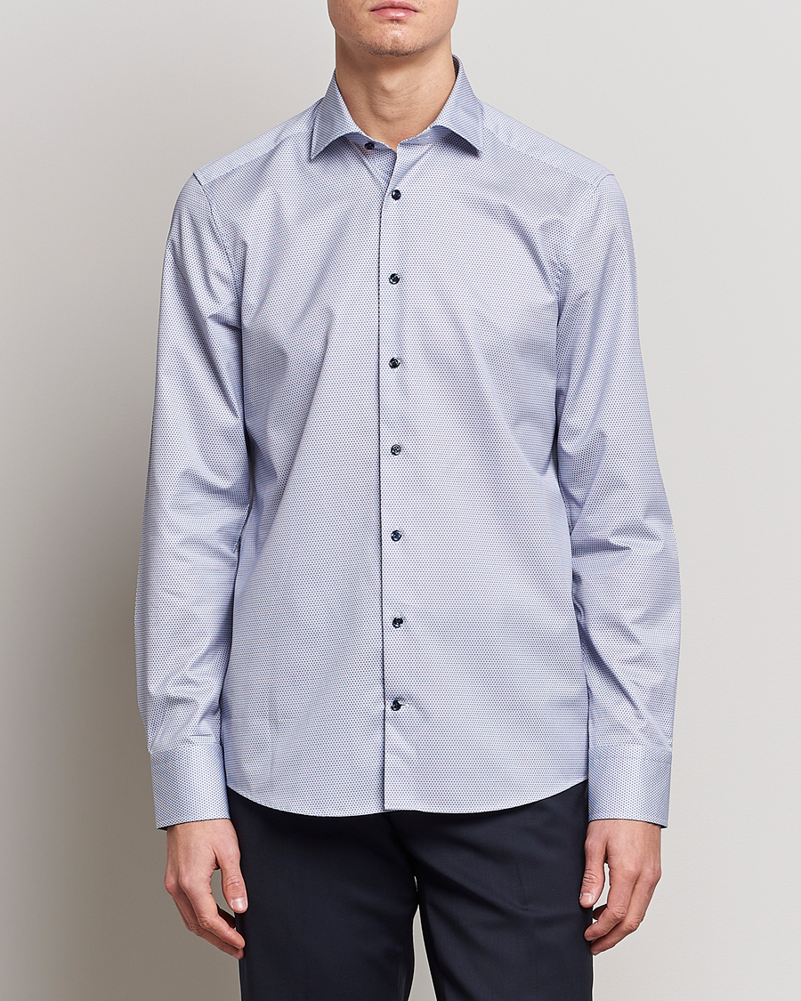 Herr | Skjortor | Stenströms | Slimline Cut Away Micro Print Shirt Blue