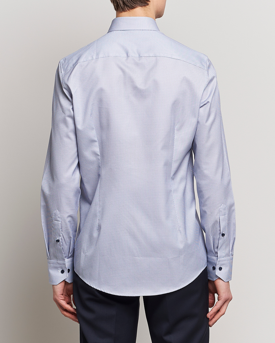 Herr | Skjortor | Stenströms | Slimline Cut Away Micro Print Shirt Blue