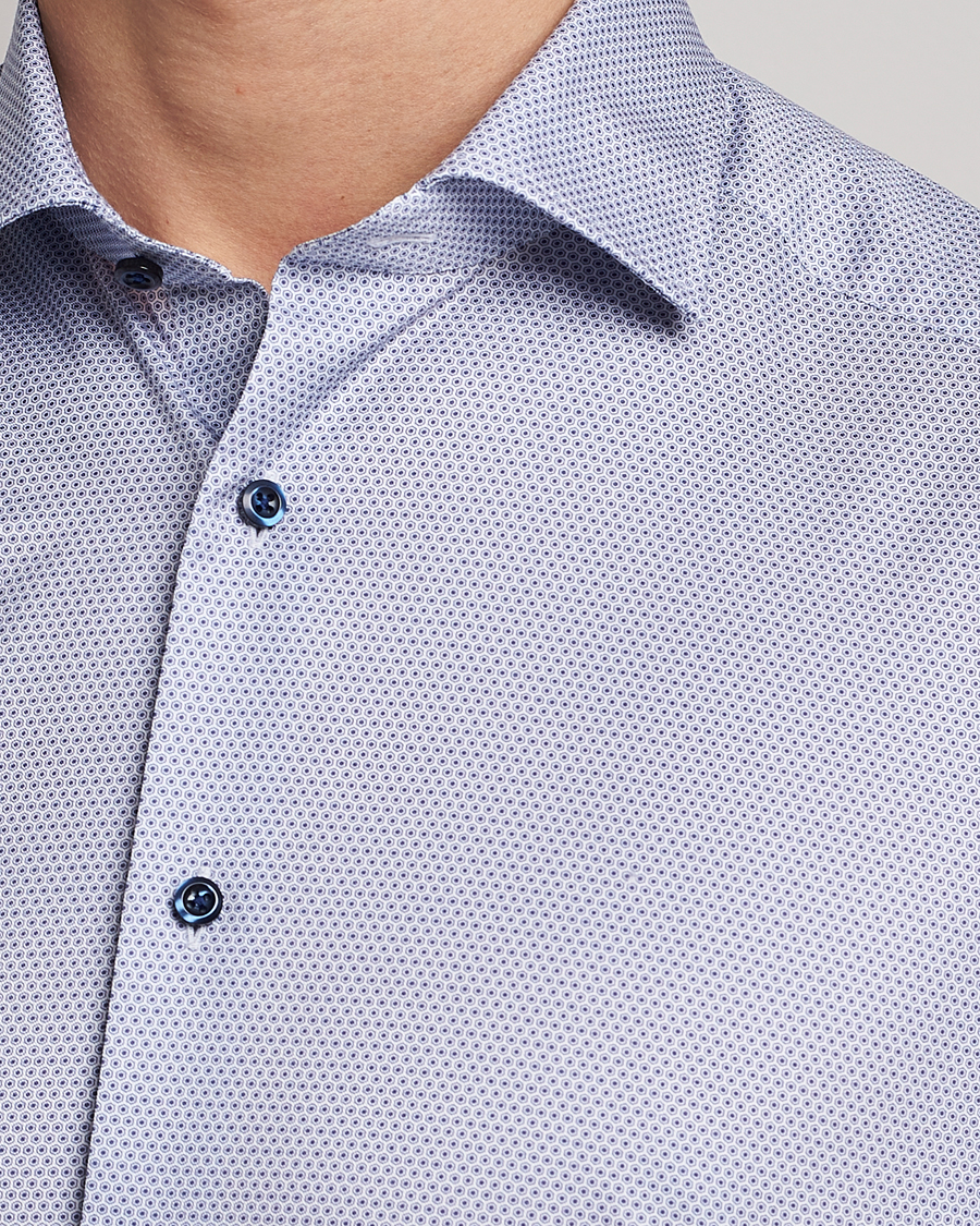 Herr | Skjortor | Stenströms | Slimline Cut Away Micro Print Shirt Blue