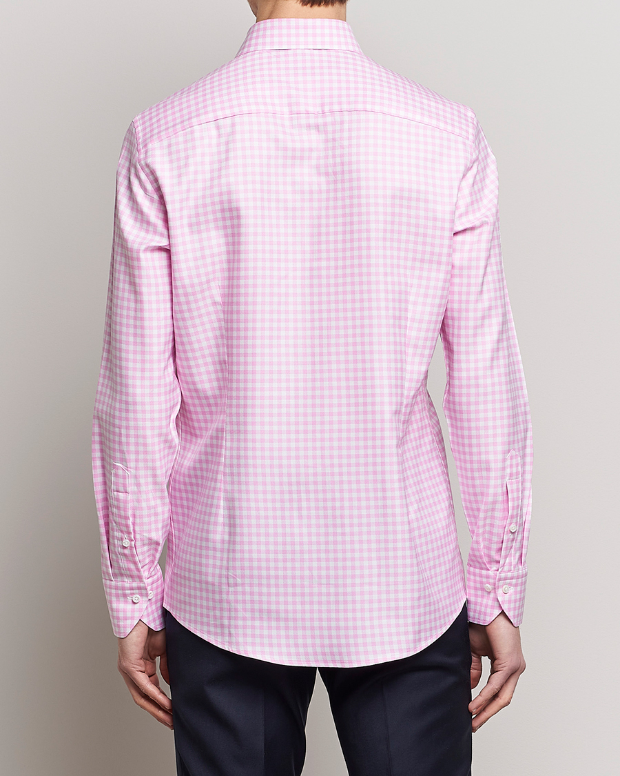 Herr | Skjortor | Stenströms | Slimline Checked Cut Away Shirt Pink