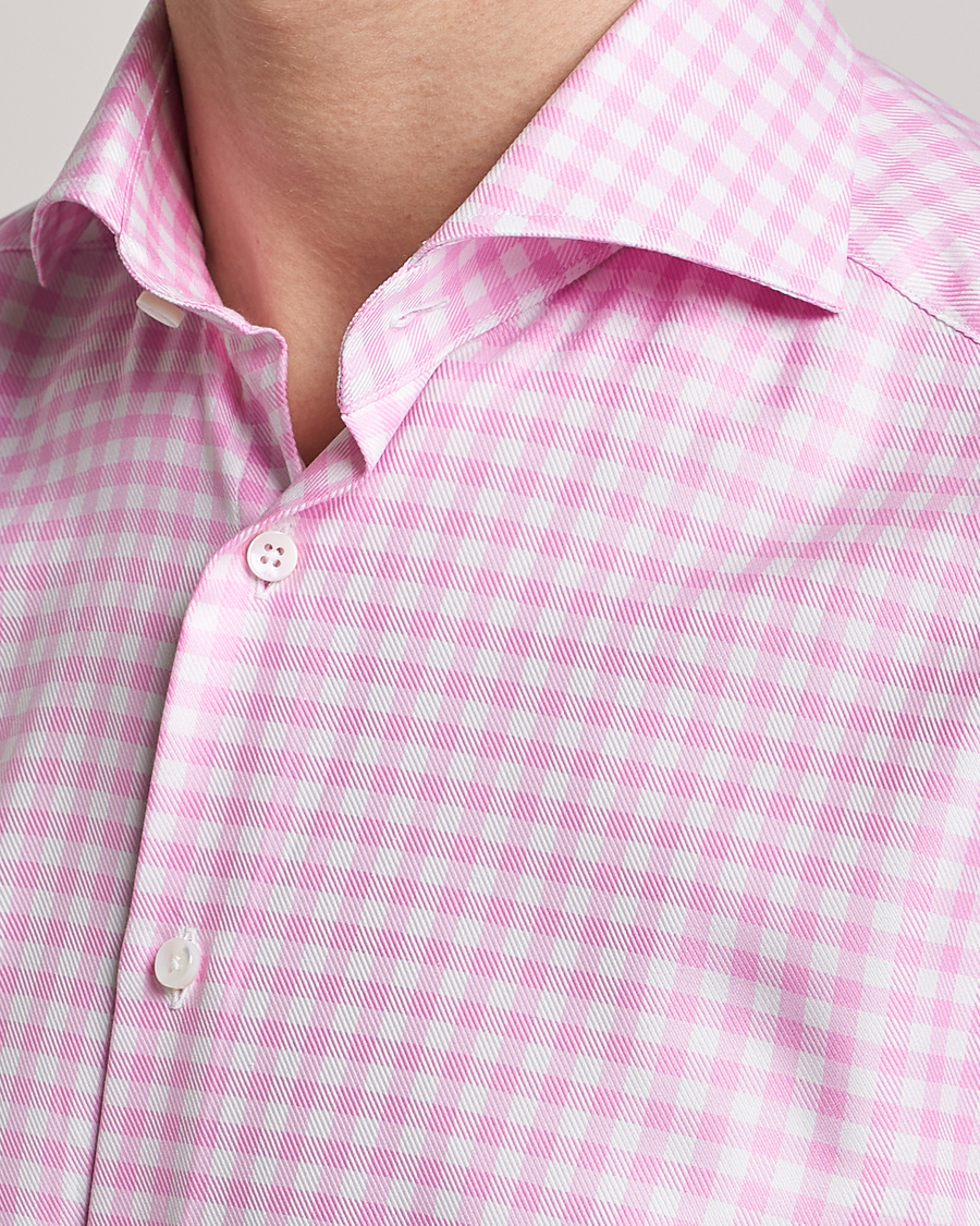 Herr | Skjortor | Stenströms | Slimline Checked Cut Away Shirt Pink