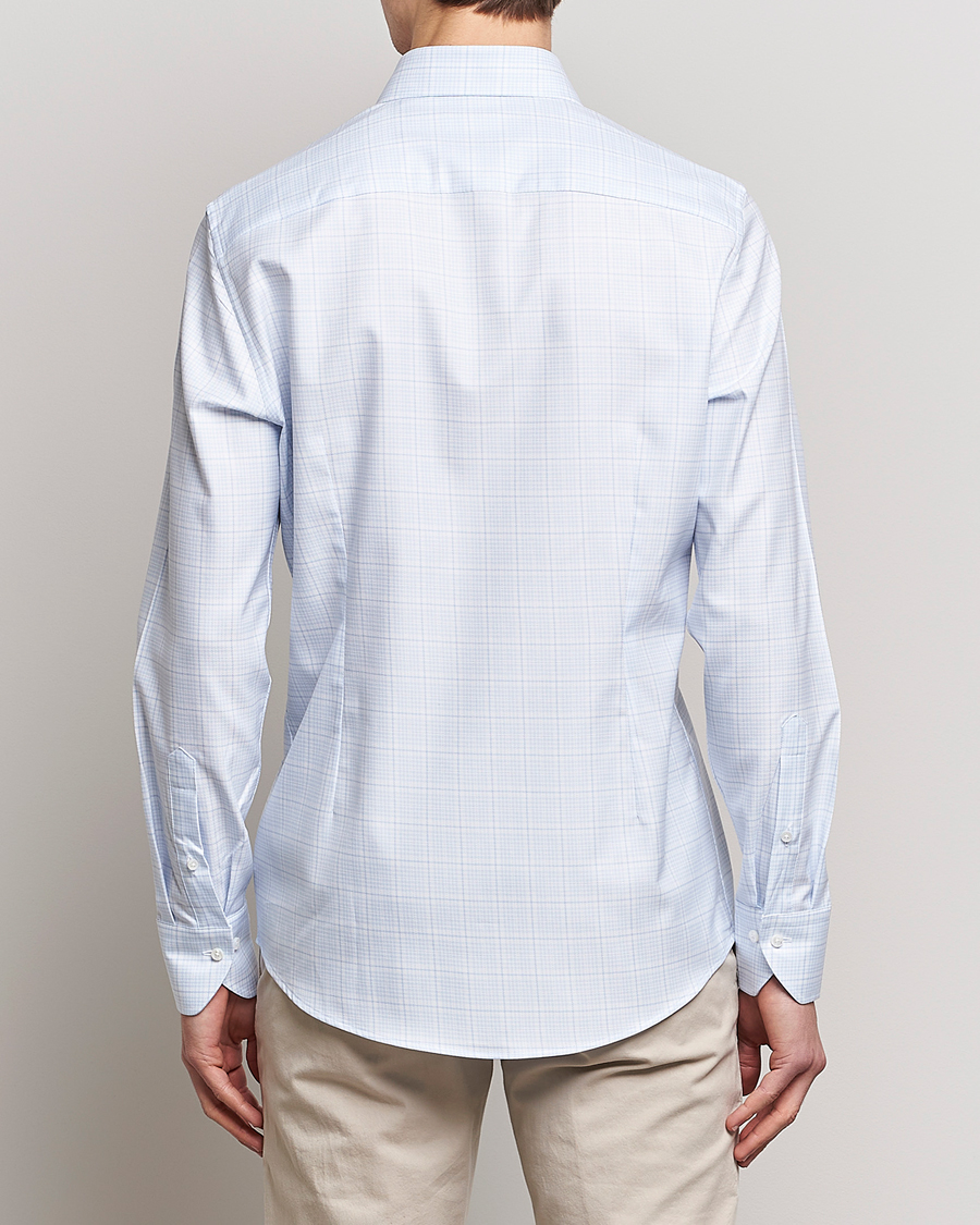 Herr | Skjortor | Stenströms | Slimline Multicheck Cut Away Shirt Light Blue