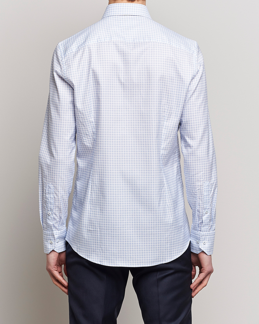 Herr | Skjortor | Stenströms | Slimline Cut Away Micro Print Shirt Blue