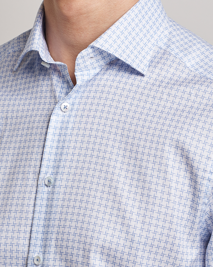 Herr | Skjortor | Stenströms | Slimline Cut Away Micro Print Shirt Blue