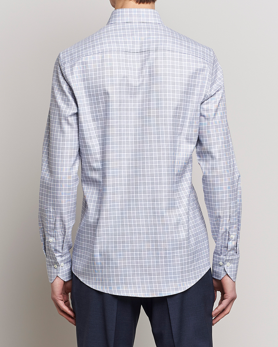 Herr | Skjortor | Stenströms | Slimline Cut Away Multicheck Shirt Blue