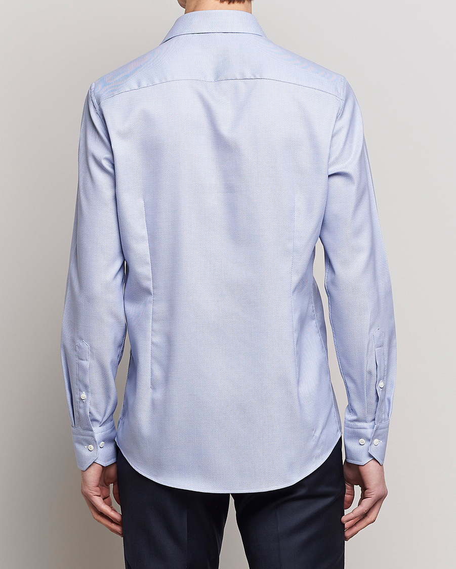 Herr | Skjortor | Stenströms | Slimline Cut Away Woven Structure Shirt Blue