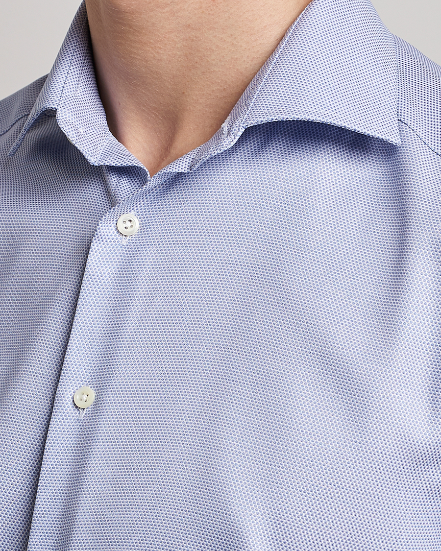 Herr | Skjortor | Stenströms | Slimline Cut Away Woven Structure Shirt Blue