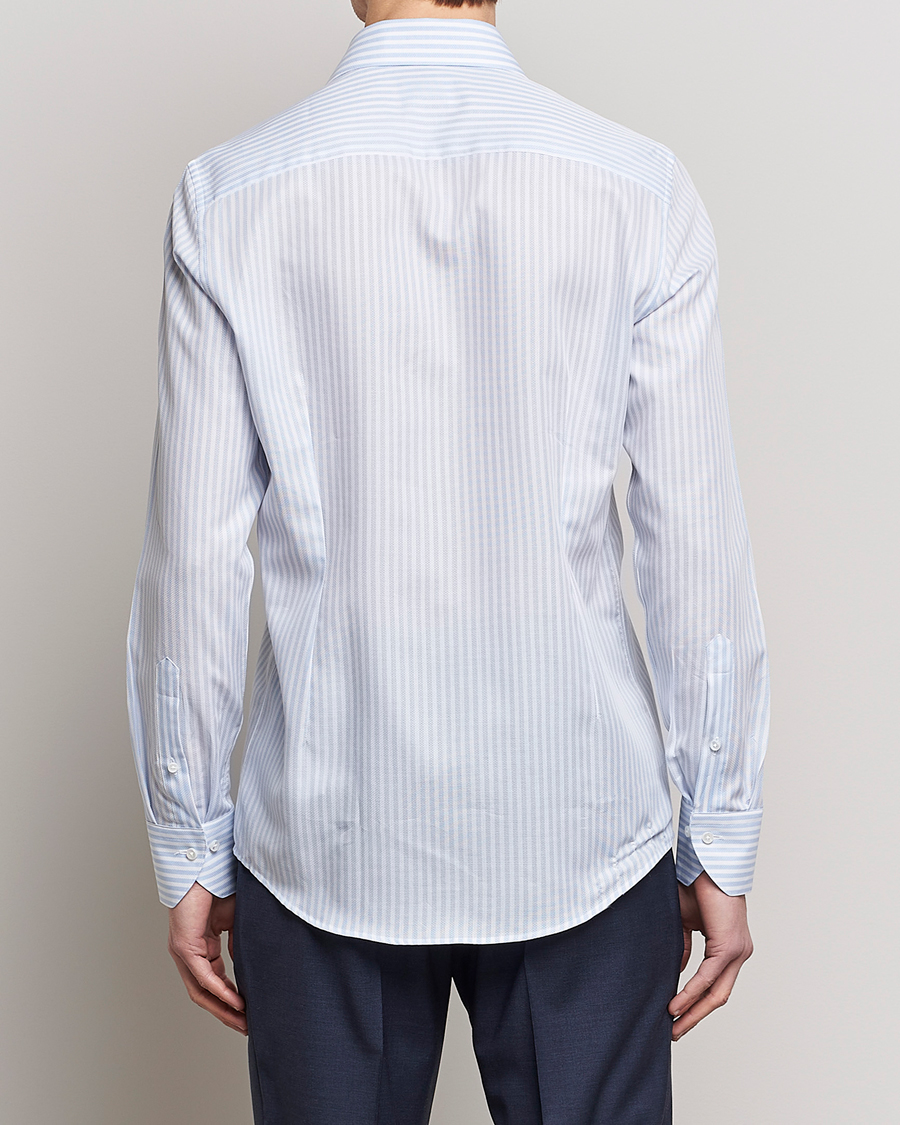 Herr | Skjortor | Stenströms | Slimline Cut Away Structure Striped Shirt Blue