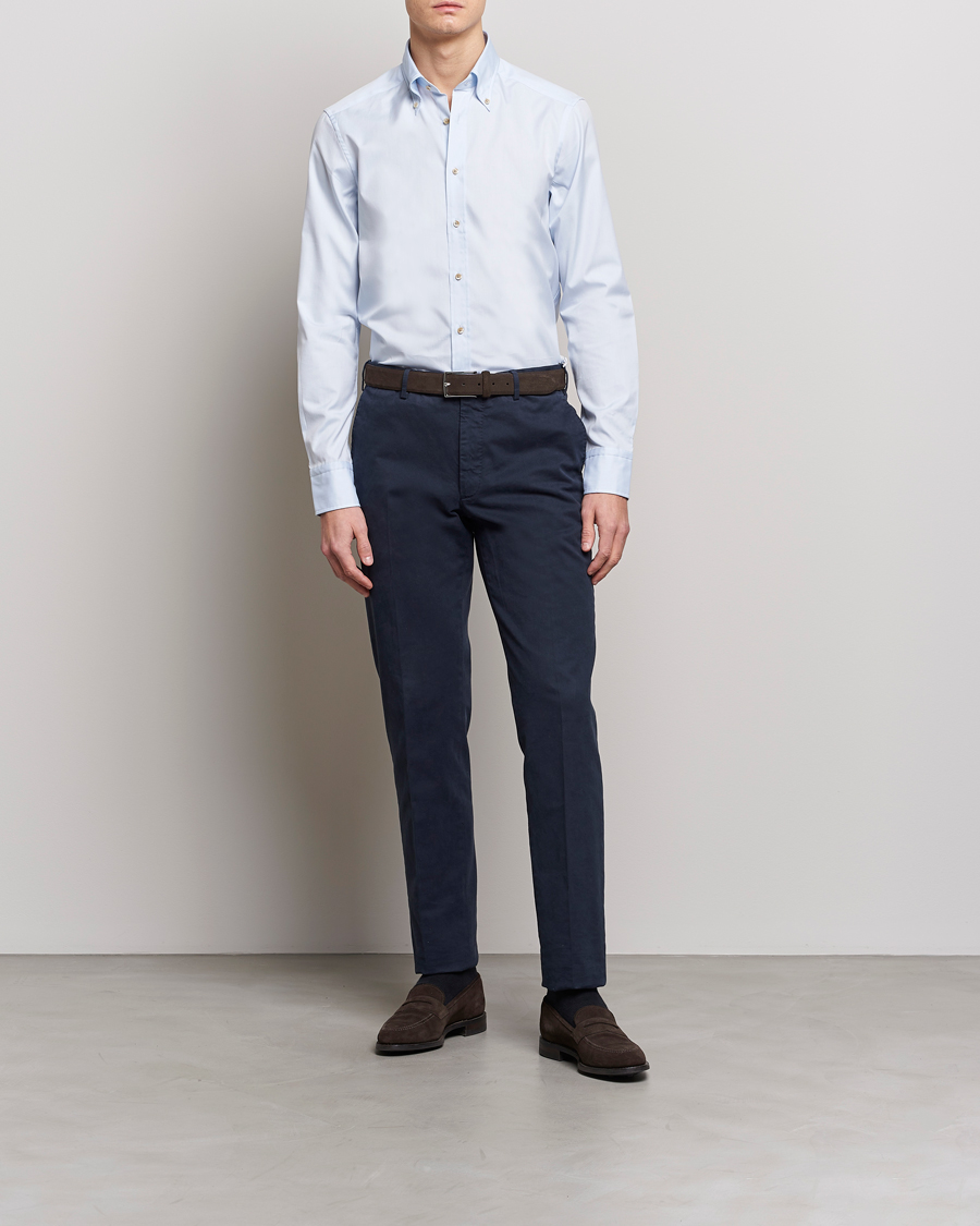 Herr | Skjortor | Stenströms | Slimline Button Down Pinpoint Oxford Shirt Blue