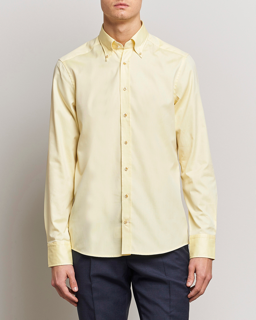 Herr |  | Stenströms | Slimline Button Down Pinpoint Oxford Shirt Yellow