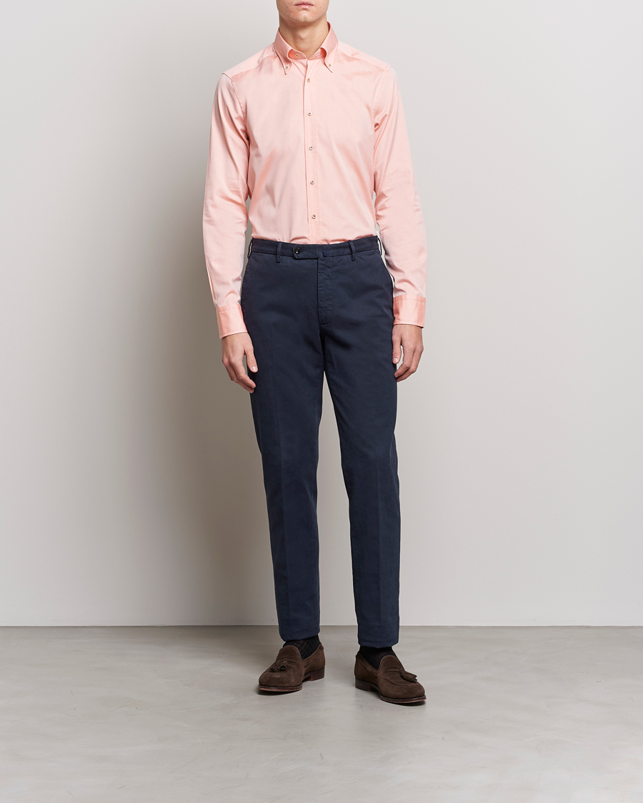 Herr | Skjortor | Stenströms | Slimline Button Down Pinpoint Oxford Shirt Orange