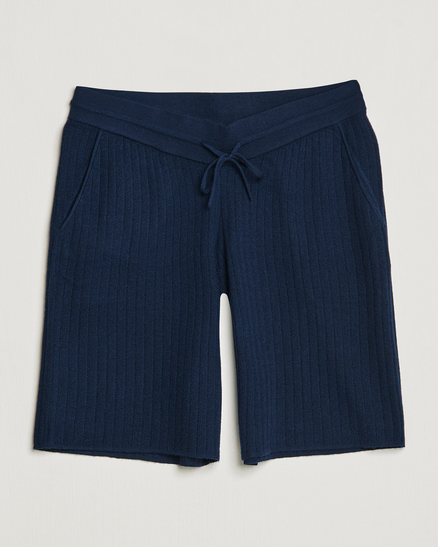 Herr | Shorts | Stenströms | Merino/Lyocell Ribbed Shorts Navy