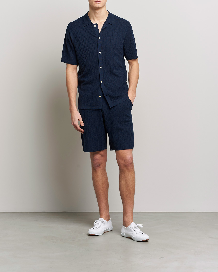 Herr | Shorts | Stenströms | Merino/Lyocell Ribbed Shorts Navy