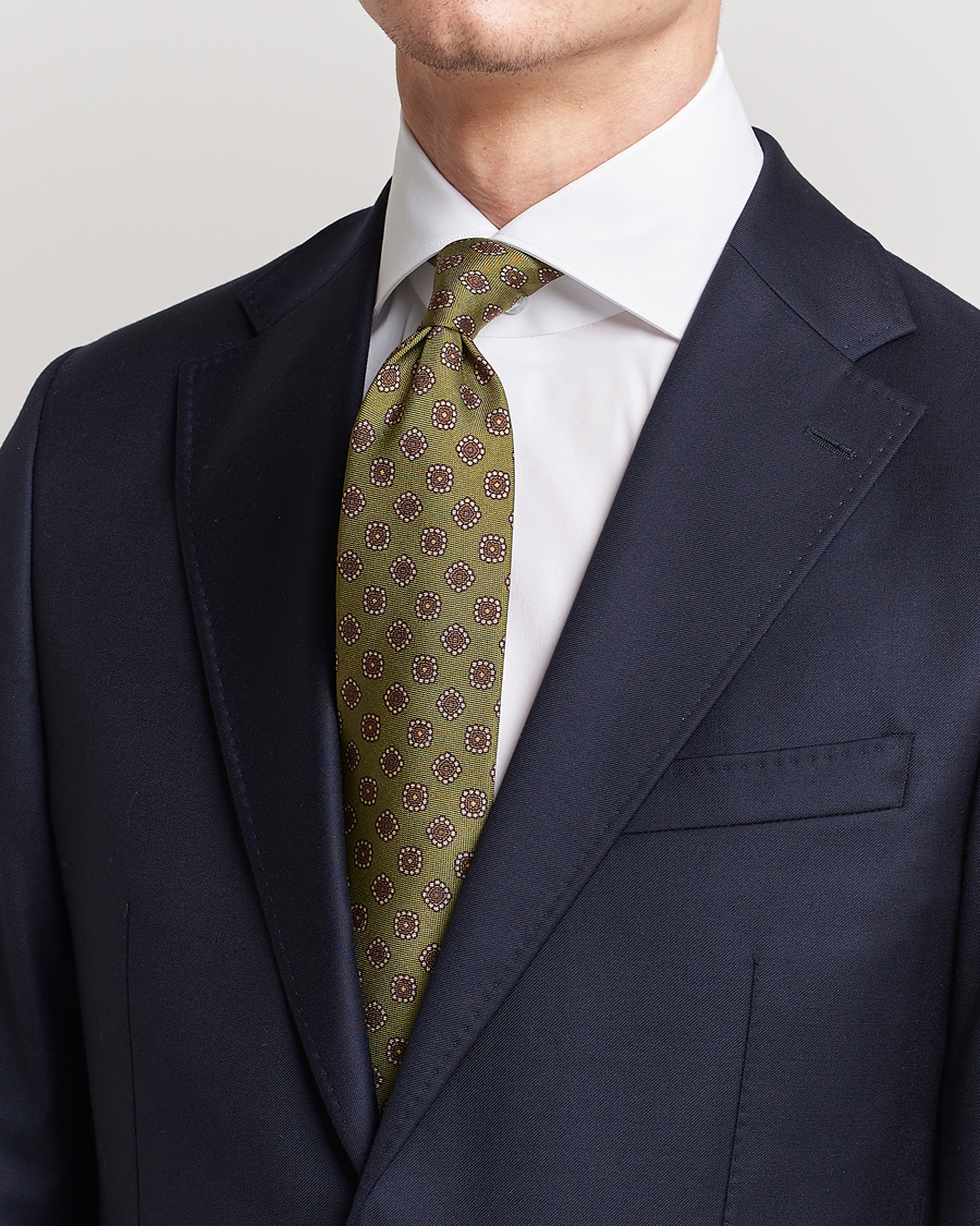Herr | Stenströms Printed Silk Tie Green | Stenströms | Printed Silk Tie Green