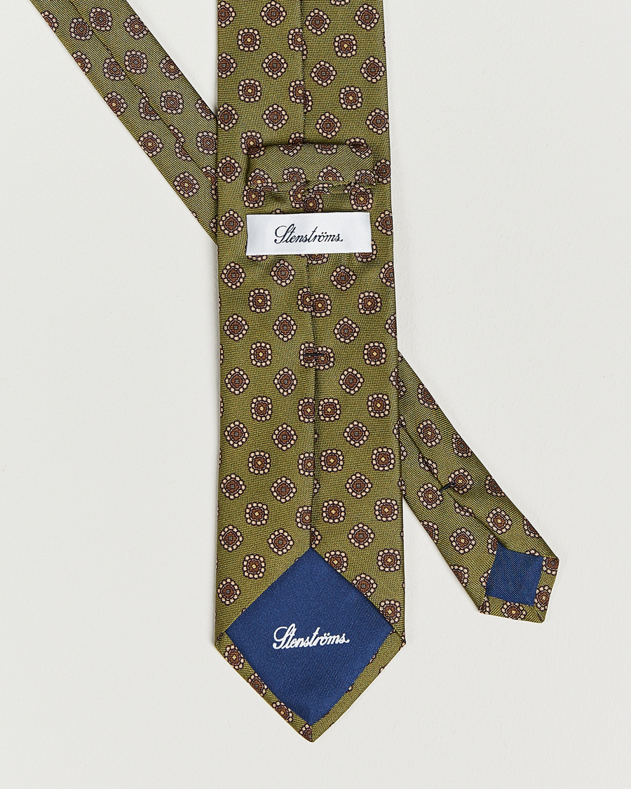 Herr | Stenströms Printed Silk Tie Green | Stenströms | Printed Silk Tie Green