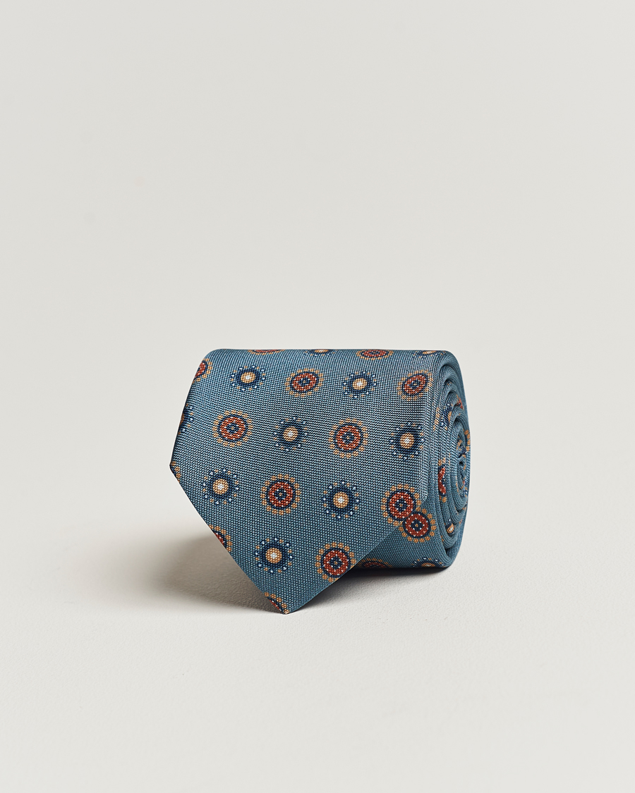 Herr | Stenströms Printed Silk Tie Light Blue | Stenströms | Printed Silk Tie Light Blue