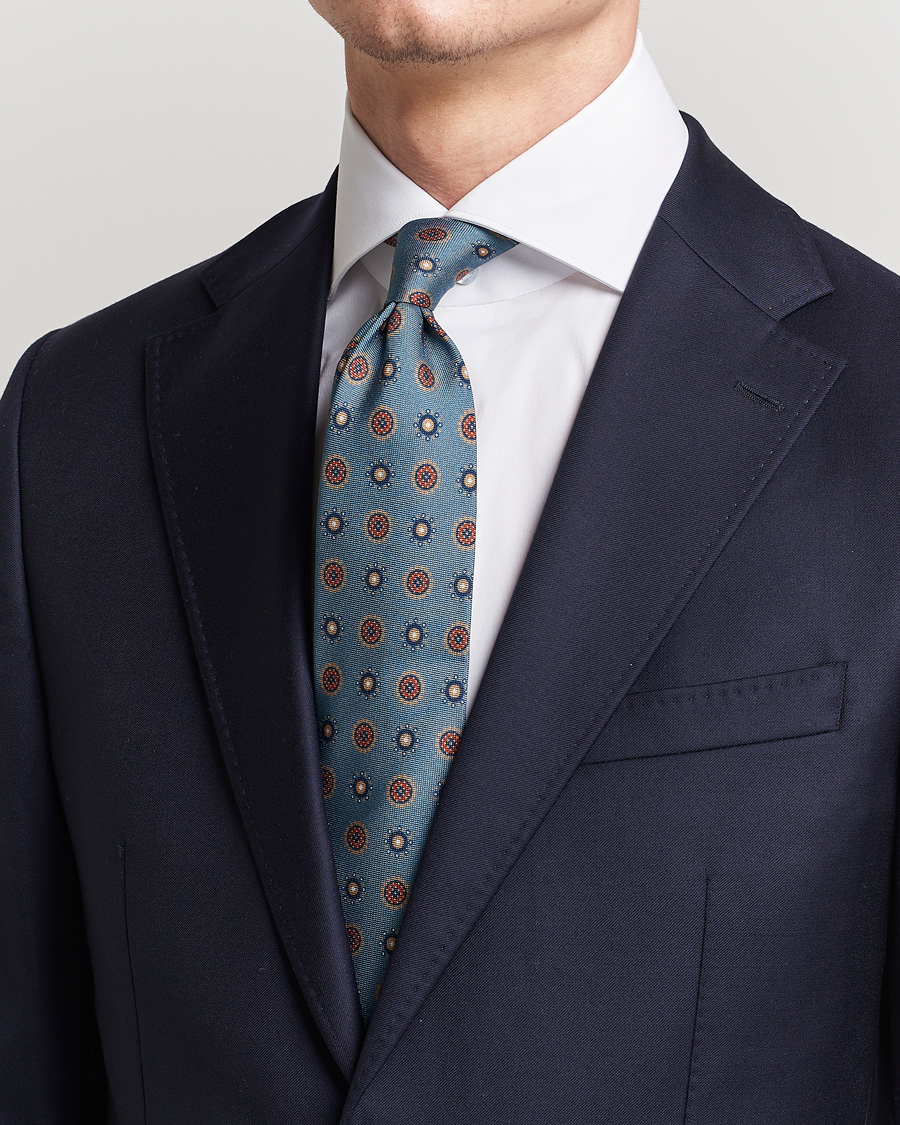 Herr | Stenströms Printed Silk Tie Light Blue | Stenströms | Printed Silk Tie Light Blue