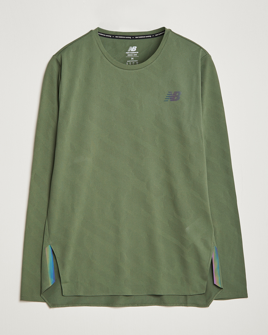 Herr | T-Shirts | New Balance Running | Q Speed Jacquard Long Sleeve T-Shirt Olive