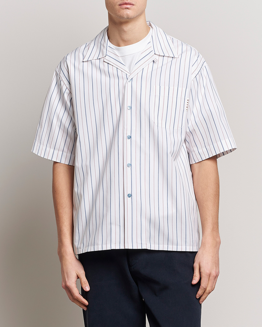 Herr | Skjortor | Marni | Striped Bowling Shirt Lily White