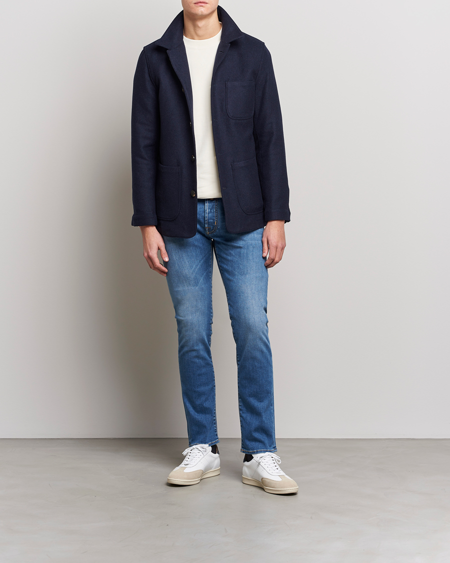 Herr | Jeans | Jacob Cohën | Nick Slim Fit Stretch Jeans Mid Blue